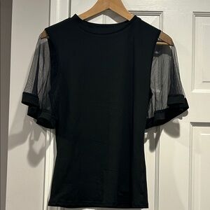 Elegant Black Sheer Sleeve Top